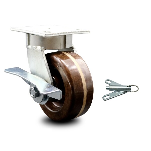 5 Inch Kingpinless High Temp Phenolic Wheel Caster with Brake and Swivel Lock